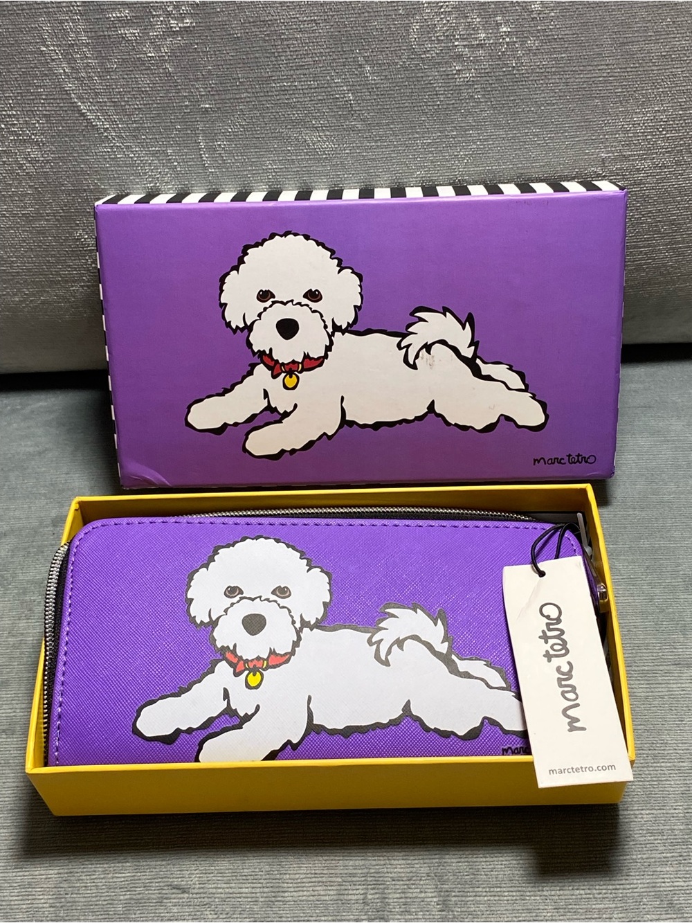 Marc Tetro Bichon Frise Zip Around Wallet, long,new in box and Tags